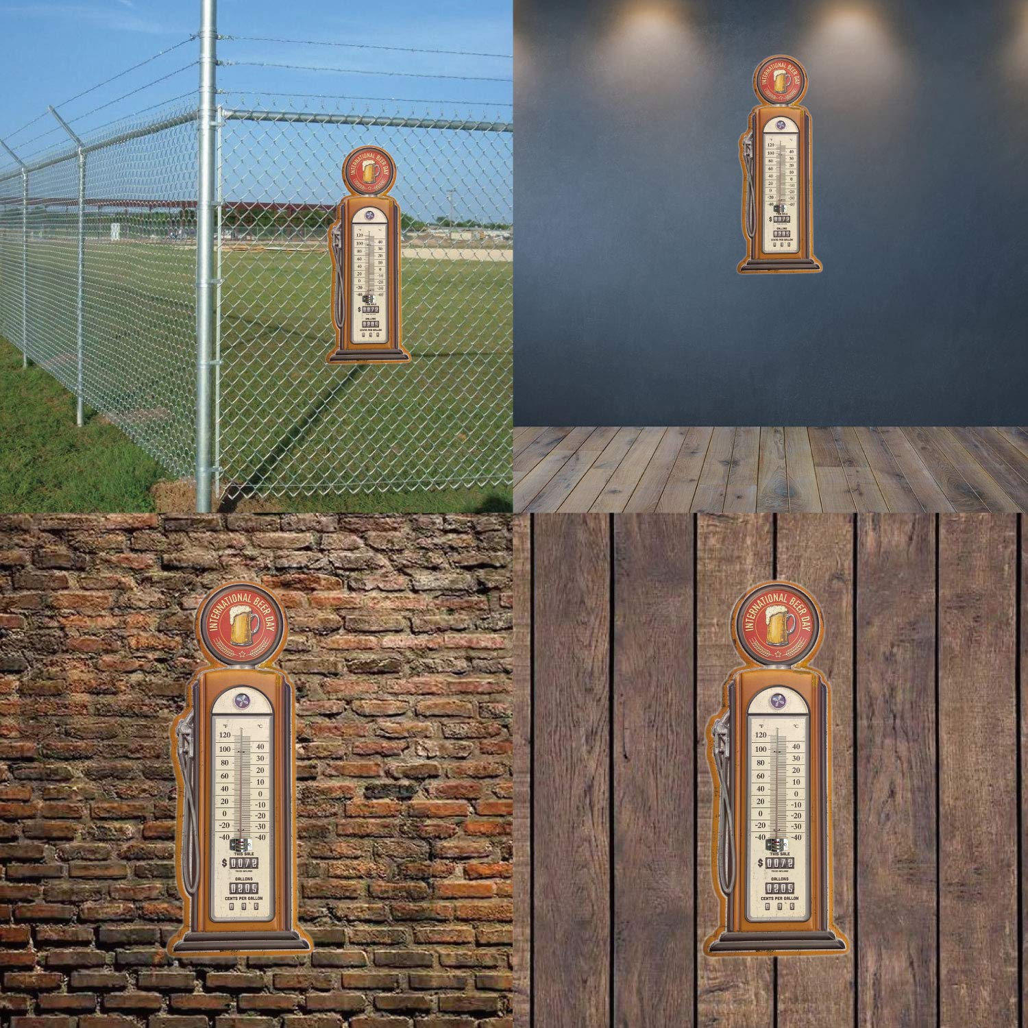 Amazon.co.jp: 【USA アメリカン デザイン】BEER 温度計 GAS STATION